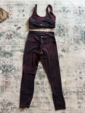 lululemon athletica Burgundy tie dye align High-Rise Leggings and bra set